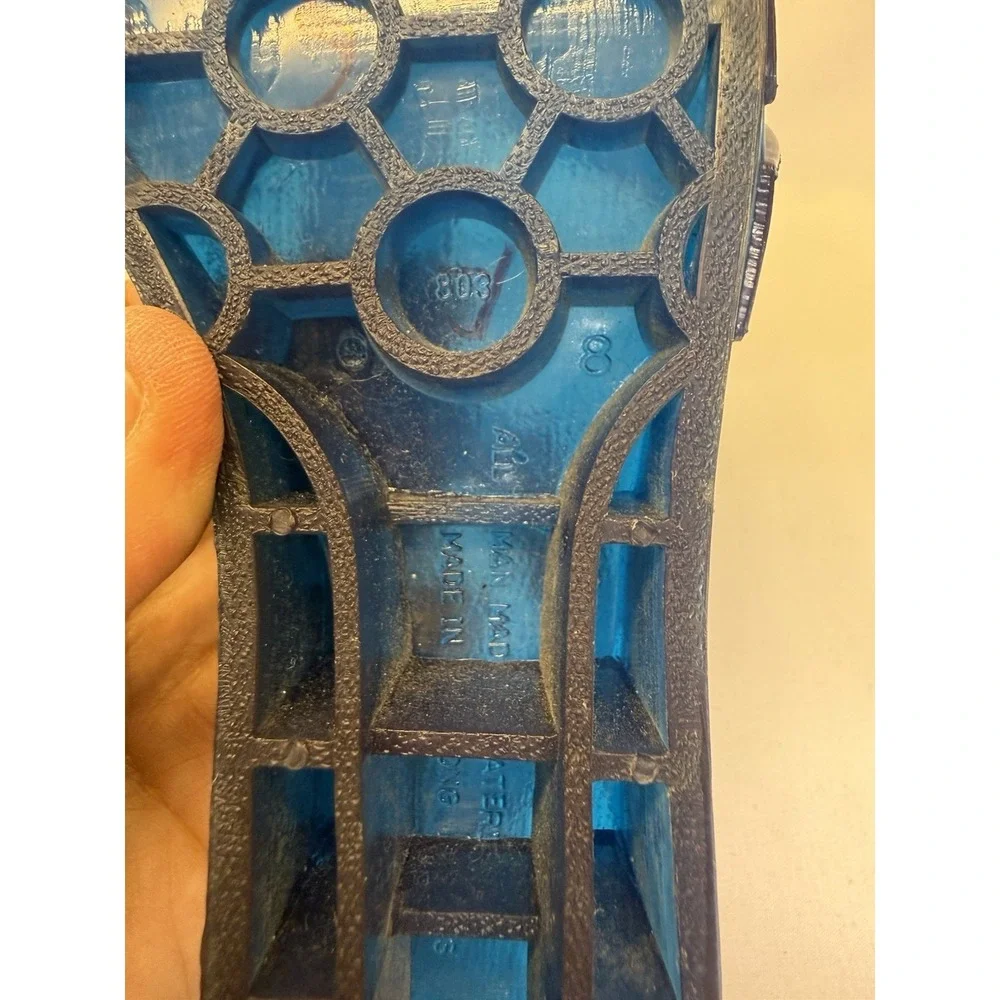VTG Women's Translucent Blue Jelly Sandals Woven Fisherman Silhouette Sz 8